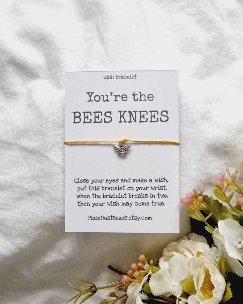 Bees Knees Wish Bracelet, Bee Wish Bracelet, Bee Bracelet, Bee Friendship Bracelet, Bee Charm Bracelet, Bee Jewellery, Friendship Bracelet image 1