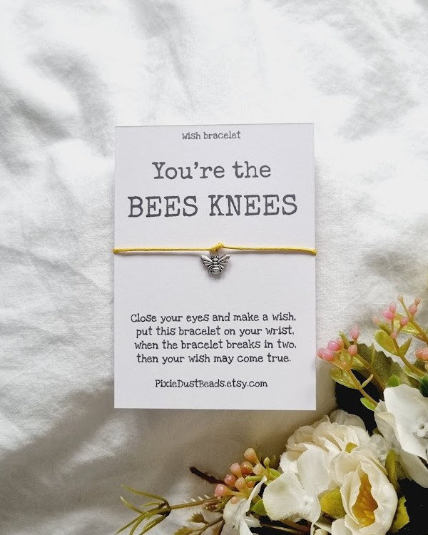 Bees Knees Wish Bracelet, Bee Wish Bracelet, Bee Bracelet, Bee Friendship Bracelet, Bee Charm Bracelet, Bee Jewellery, Friendship Bracelet