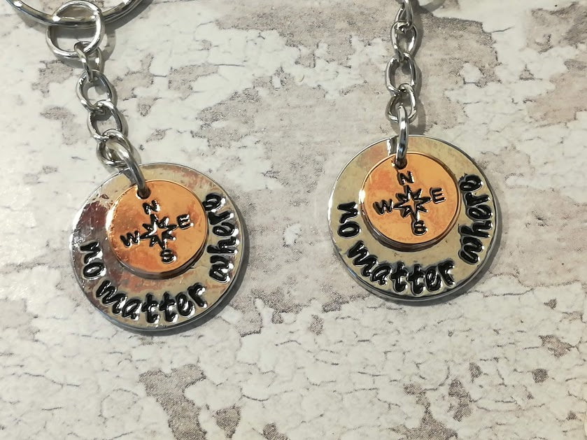 No Matter Where Keyring, Distance Keyring, Monogram Keyring, Matching ...