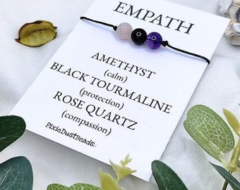 EMPATH bracelet protection bracelet amethyst bracelet cystal bracelet black tourmaline Empath protection psychic protection empath gift