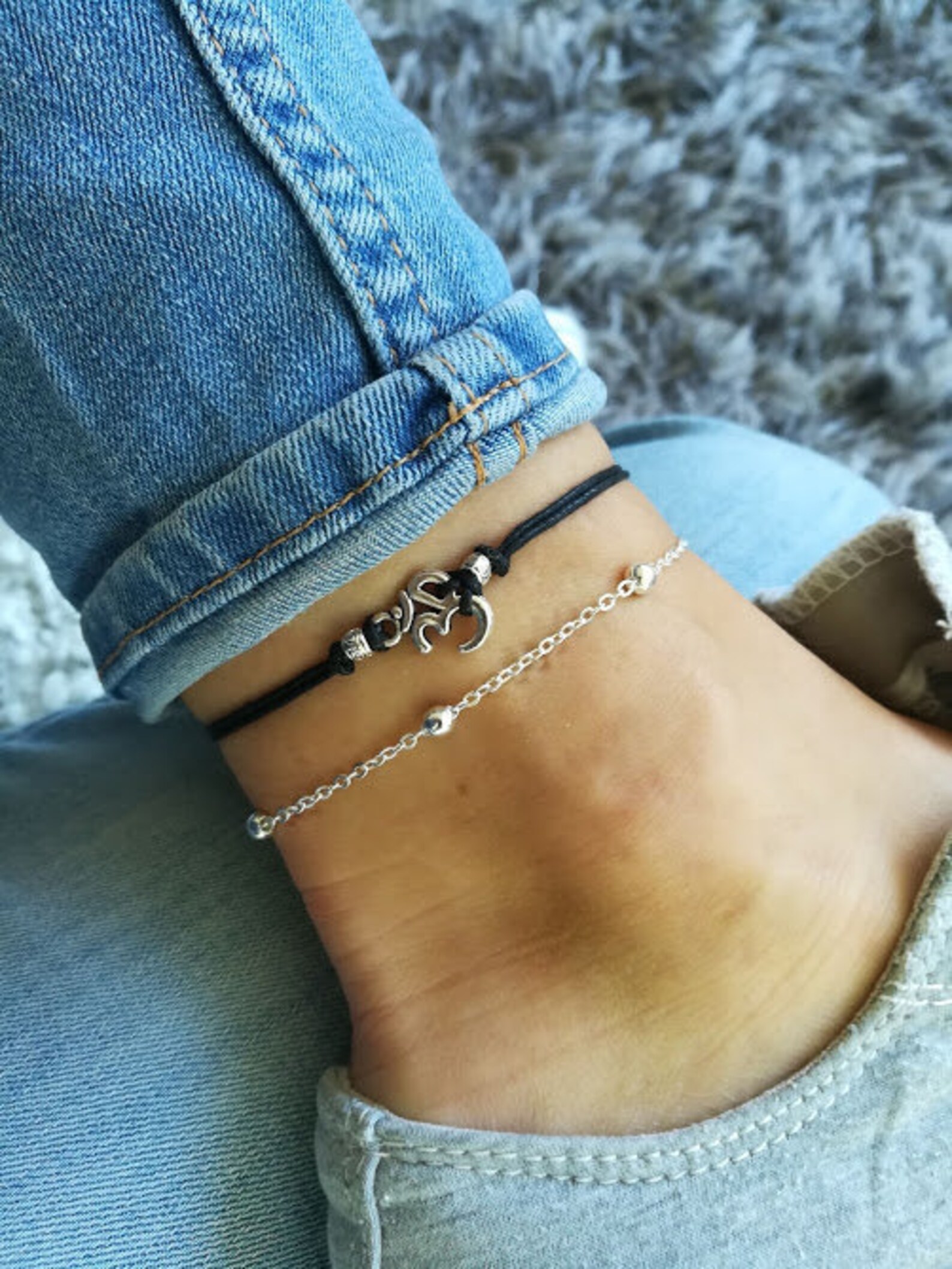 Om Anklet Yoga Anklet Anklet Beach Anklet Ankle Bracelet Etsy