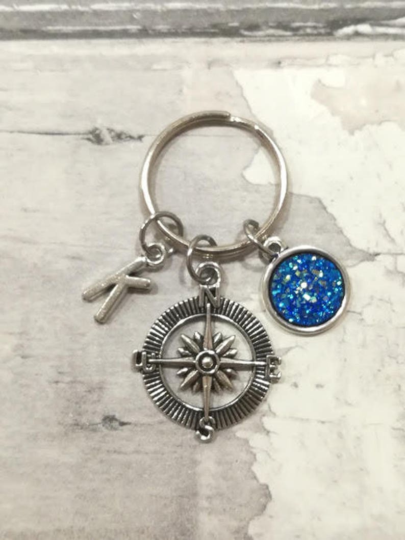 Travel Keyring Compass Keyring Personalised Keychain Etsy