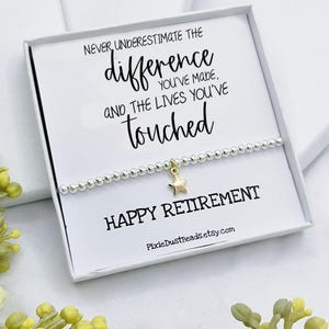 Cadeau de retraite Bracelet en argent Retraite d'un collègue Retraite d'un ami Retraite heureuse Carte de retraite pour femme