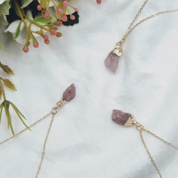 Raw Ruby Dipped GOLD Necklace Ruby Necklace July birthstone Ruby crystal Ruby pendant raw gemstone Ruby Jewlery July Necklace Ruby Gift