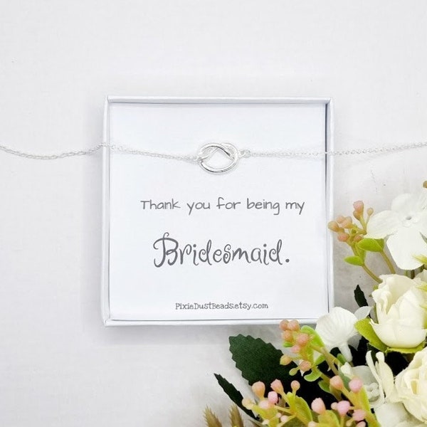 Bridesmaid Knot Necklace Bridesmaid Gift Tie the knot Necklace Bridesmaid Bridesmaid Necklace Bridesmaids Necklace Gift Thank you Bridesmaid