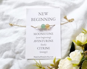 NEW BEGINNING bracelet new beginning jewelry new beginning crystal bracelet new beginning gemstones protection crystals crystal gift