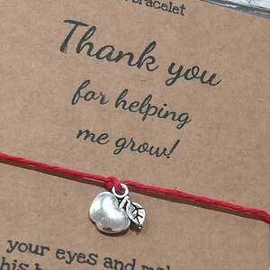 Teacher Wish Bracelet, Teacher Gift, Teacher Thank you Gift, Teacher Card, Teacher Appreciation, Teacher Jewelry, Nursery Teacher Gift, Gift image 3