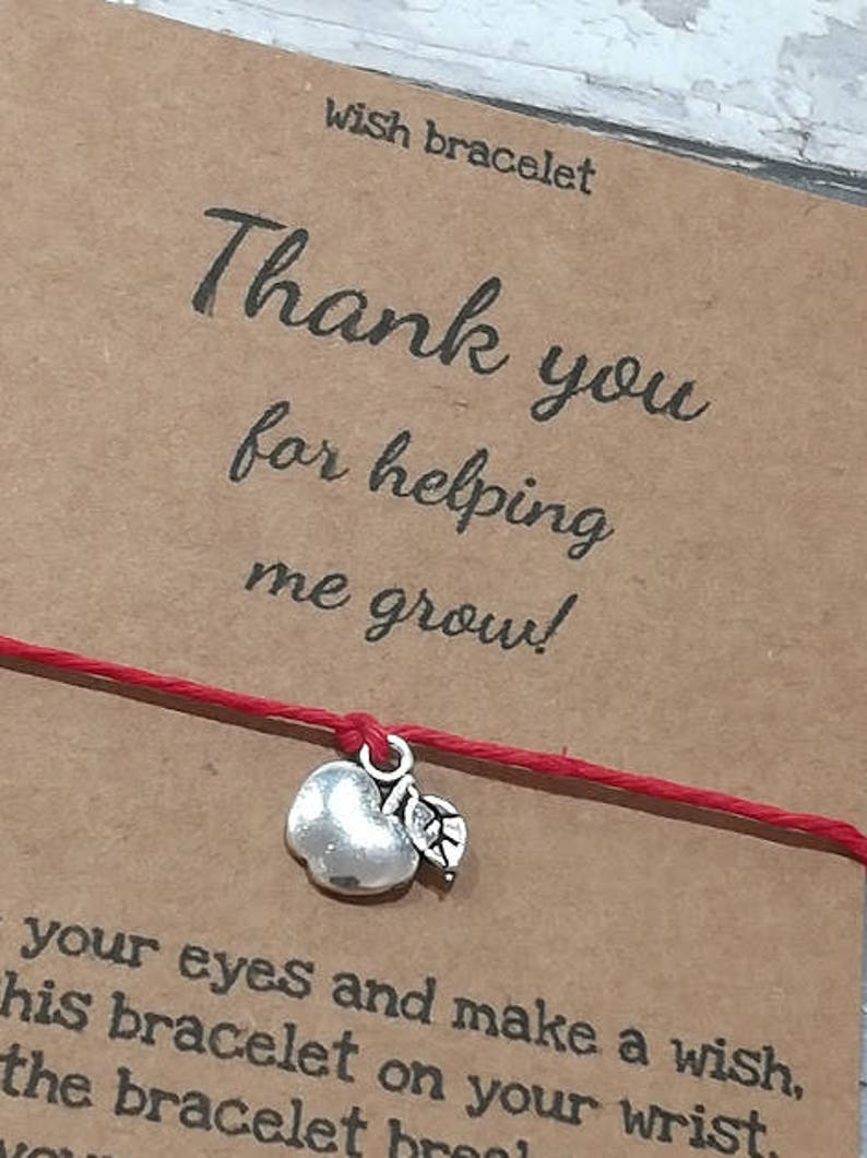 Teacher Wish Bracelet, Teacher Gift, Teacher Thank you Gift, Teacher Card, Teacher Appreciation, Teacher Jewelry, Nursery Teacher Gift, Gift image 3