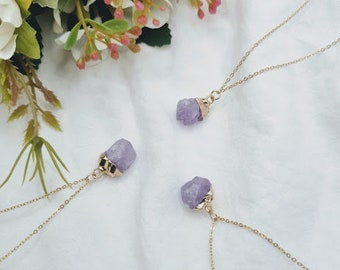 Amethyst Raw Amethyst Dipped GOLD Necklace Amethyst Jewelry Amethyst Necklace February birthstone Amethyst pendant raw gemstone Amethyst
