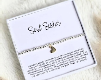 Soul sister Silver Bracelet - Birthday gift for friend Thank you Besitie Christmas Gift For Friend
