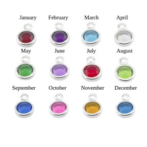 Pu&ograve; includere: Dodici ciondoli d'argento con pietre preziose colorate, ognuno rappresentante un mese diverso dell'anno. Gennaio &egrave; rosso, febbraio &egrave; viola, marzo &egrave; blu, aprile &egrave; trasparente, maggio &egrave; verde, giugno &egrave; lilla chiaro, luglio &egrave; rosso, agosto &egrave; verde, settembre &egrave; blu, ottobre &egrave; rosa, novembre &egrave; giallo e dicembre &egrave; blu.