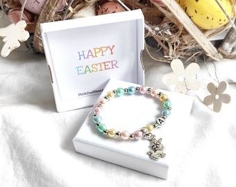 Personalized EASTER Bracelet Happy Easter Bracelet Easter Gift Easter Bunny Gift Easter Bunny Gift Easter Egg Hunt Girls Easter Gift Easter