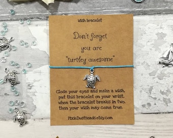 Turtle Wish Bracelet, Turtle Bracelet, Turtle Jewellery, Sea Turtle Bracelet, Turtle Charm, Funny Bracelet, Turtle Gift, Sealife Gift