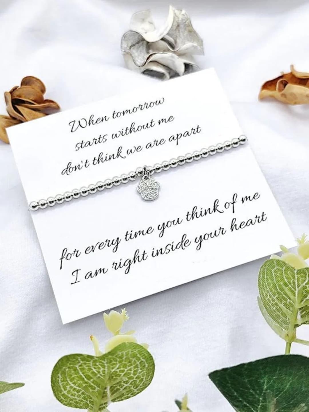 Dog Paw Bracelet Pet Memorial Dog Memorial Gift Pet Loss Bracelet Dog ...