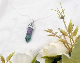 Zoisite necklace Crystal necklace Zoisite pendant Gemstone necklace Zoisite crystal Meditation crystal Zoisite jewelry Zoisite Ruby Zoisite