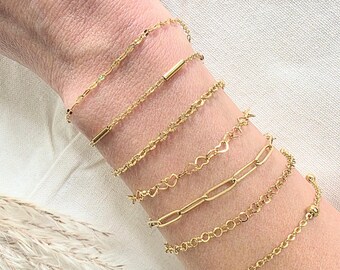 NON-tarnish bracelet Chain bracelet 18k filled gild bracelet waterproof bracelet paperclip chain bracelet Minimalist bracelet Dainty bracele
