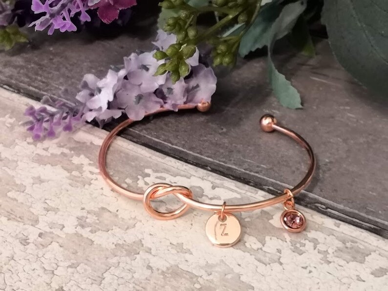 Bridesmaid proposal Bridesmaids Bangle Gift Tie the knot Bangle Bridesmaid bangle Will you be my Bridesmaid Gift Rose Gold Knot Bangle