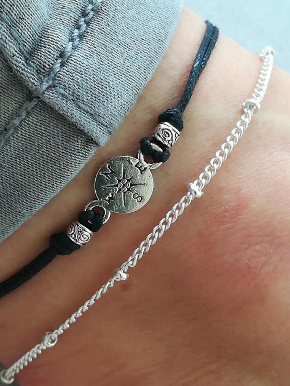 Compass Anklet Compass Jewelry Silver Compass Anklet Summer Etsy
