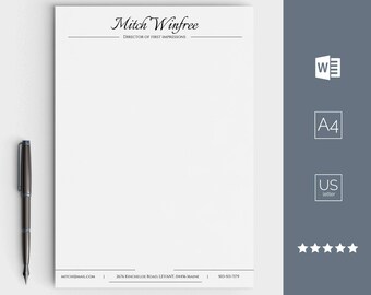 Letterhead Template, Business Letterhead for Word, Custom Made and Easy Editable, Stationary Designs, Personalised Letterhead, Digital DIY