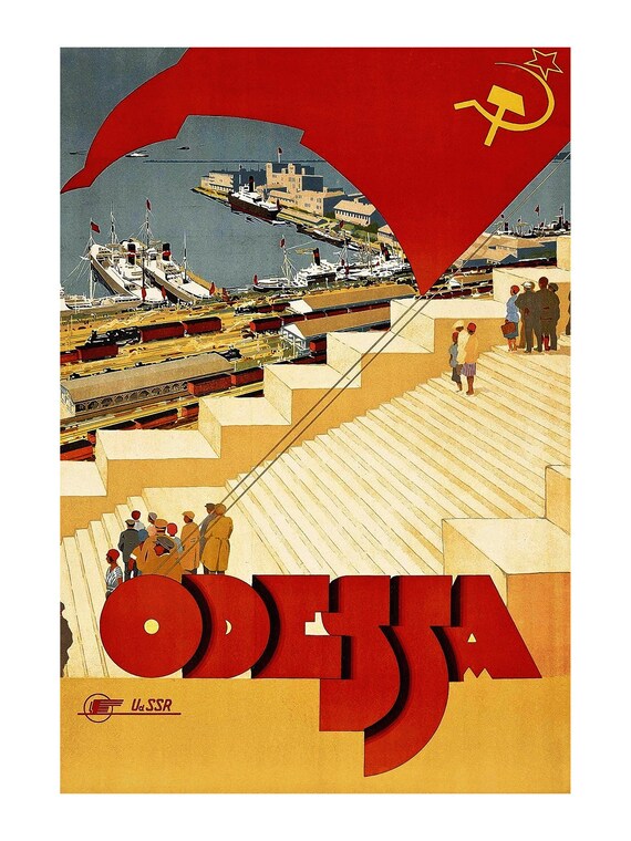 Plakat Turystyka W Odessie 1930 Rysunek Sztuka Galeria Etsy