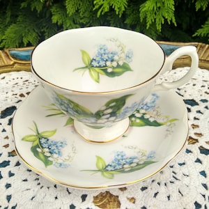 Lovely demitasse Richmond Bone China England, Lily of the valley teacup and saucer