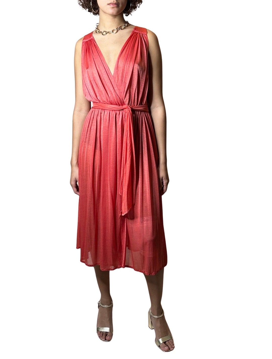 Slinky Grecian 1970's Vintage Peach Dress UK 8 Etsy