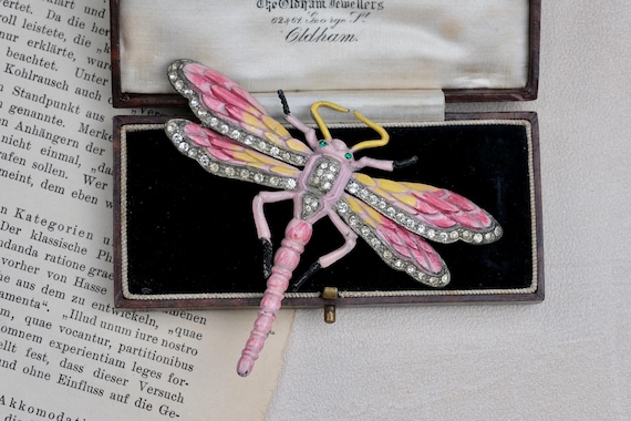 Vintage 1930s Pot Metal Hand-Painted Enamel Dragonfly Brooch
