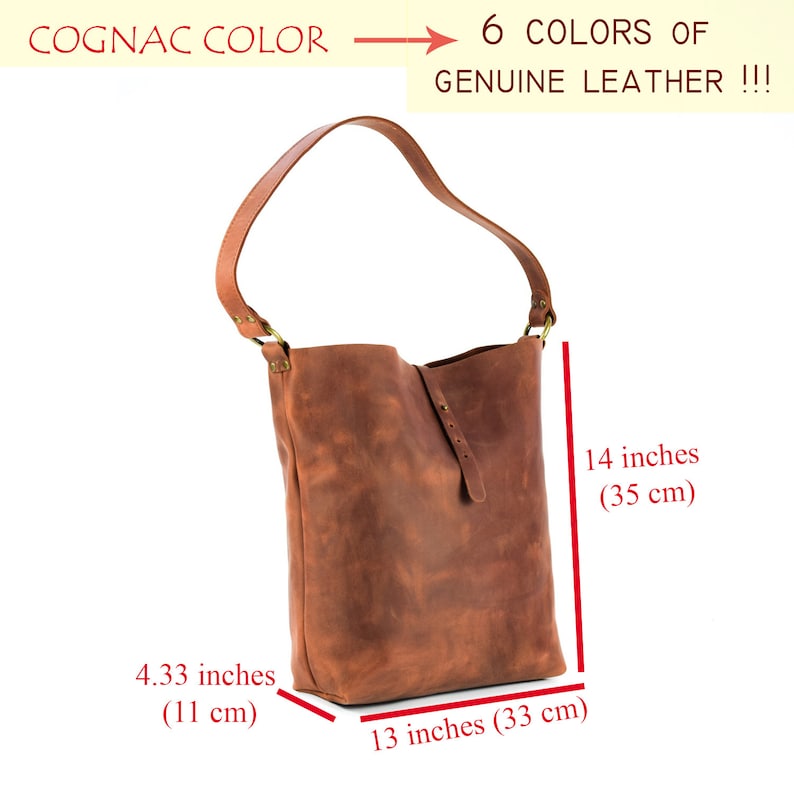 Leather tote bag for womanLeather bucket bagShoulder /& Crossbody pursePERSONALIZED6 colorsLeather Crazy horse