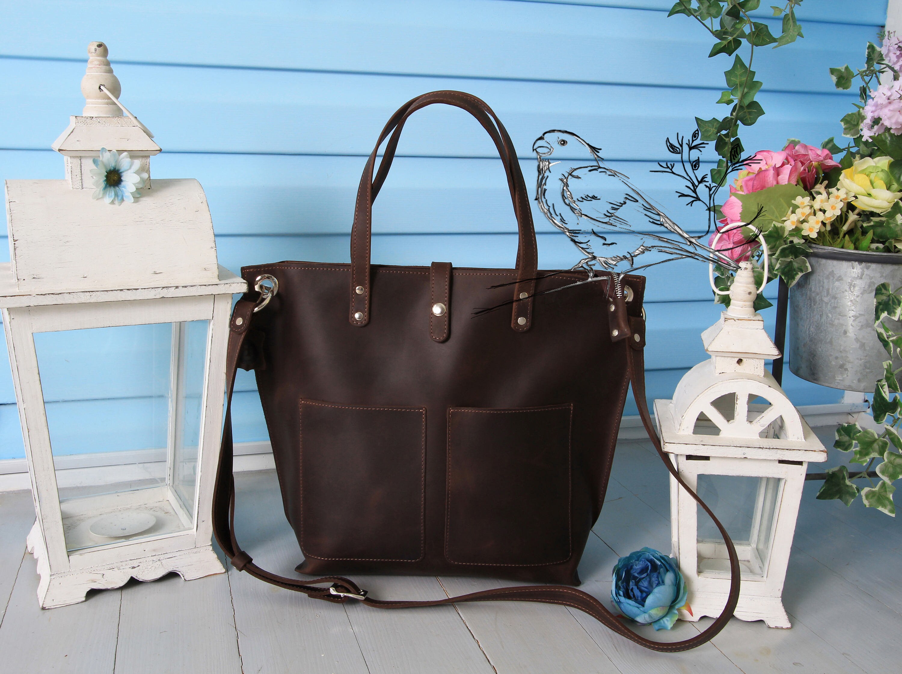 leather laptop tote bag