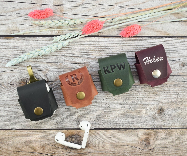Leather airpod case/Keychain hook available Etsy