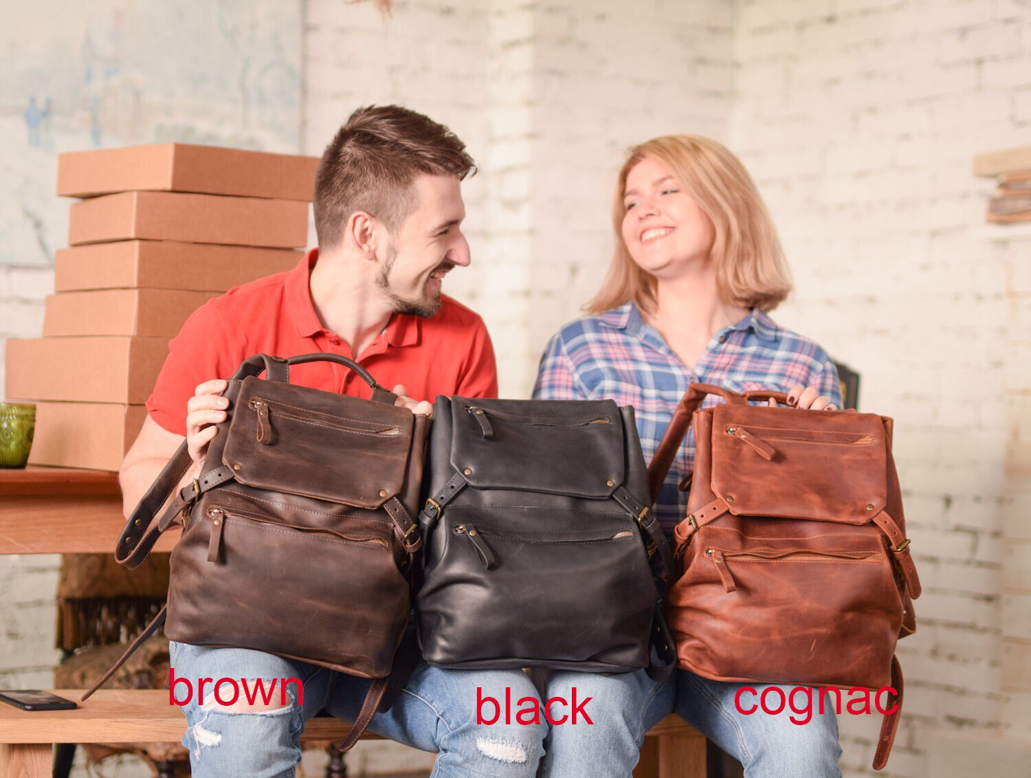 Handmade Leather Backpack for women and men, made with