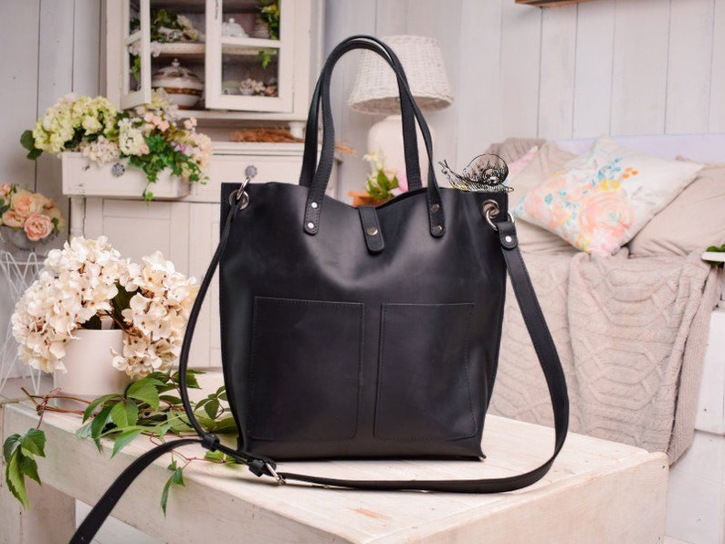 Monogram bags women Leather purse crossbody bag women gifts Black leather tote bag with pockets CROSSBODY leather Tote bag with zipper