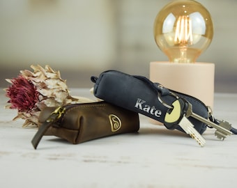 Leather key pouch/Car key pouch/Leather key case/ Leather Key holder