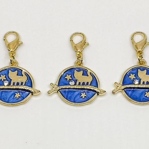 Cat Stitch Markers, Knitting Stitch Markers, Progress Markers, Enamel, Zipper Pull, Progress Keeper, 6 Cute Designs, Crazy Cat Charms