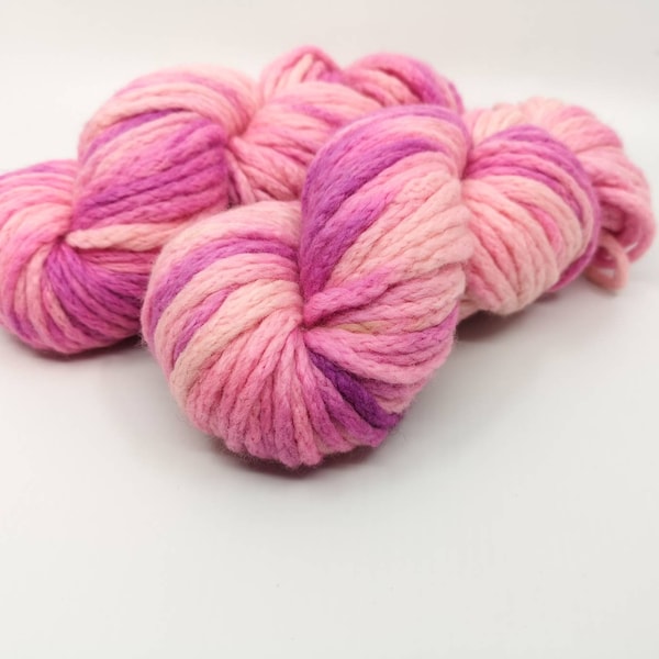 Hand dyed Super Chunky Yarn, Superwash Merino, Knitting, Crochet, Indie Dyed Yarn, Pink, Pastel Shades, Cowl Yarn, Scarf, Hat