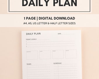 Printable Daily Planner, Daily Planner for Productivity, Weekly Planner, Daily Planner Pages, Instant Download