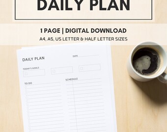 Printable Daily Planner, Daily Planner Template, Weekly Planner, Daily Planner Pages, Instant Download