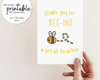 Teacher Appreciation Card, Printable Card for Teachers, Teacher Thank You Card, Digital Download ONLY