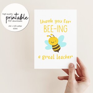 Thank You For Beeing a Great Teacher Card, Printable Teacher Appreciation Card, Thank You Teacher Card, Digital Download ONLY