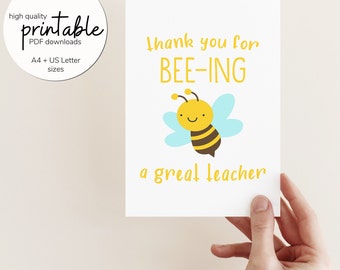 Thank You For Beeing a Great Teacher Card, Printable Teacher Appreciation Card, Thank You Teacher Card, Digital Download ONLY