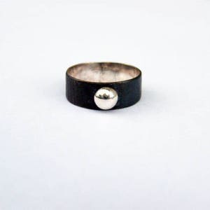 Shiny Ball. oxidized silver simple ring, black silver ring, silver ball ring, simple statement ring,  silver modern ring, free shipping
