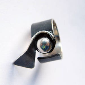 Black Veil. handmade sculptural, oxidized silver ring, handmade contemporary jewelry, monochromatic jewelry, free shipping, anniversary gift
