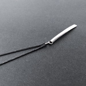 Line 03. Minimalist sterling silver chain necklace. Silver bar pendant.  Simple minimalist necklace.