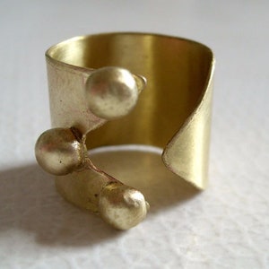 Gold. handmade brass ring, adjustable metal ring, artistic jewelry, unique design.