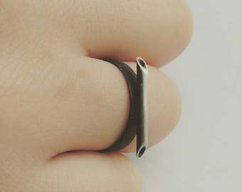 Silver Line - Oxidized silver ring, handmade minimalist ring, edgy, sterling silver ring , minimalist, handcraft jewelry, geometric