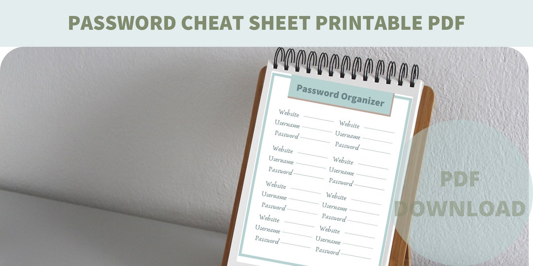 Password Cheat Sheet Printable Pdf, Password Keeper Printable Pdf ...