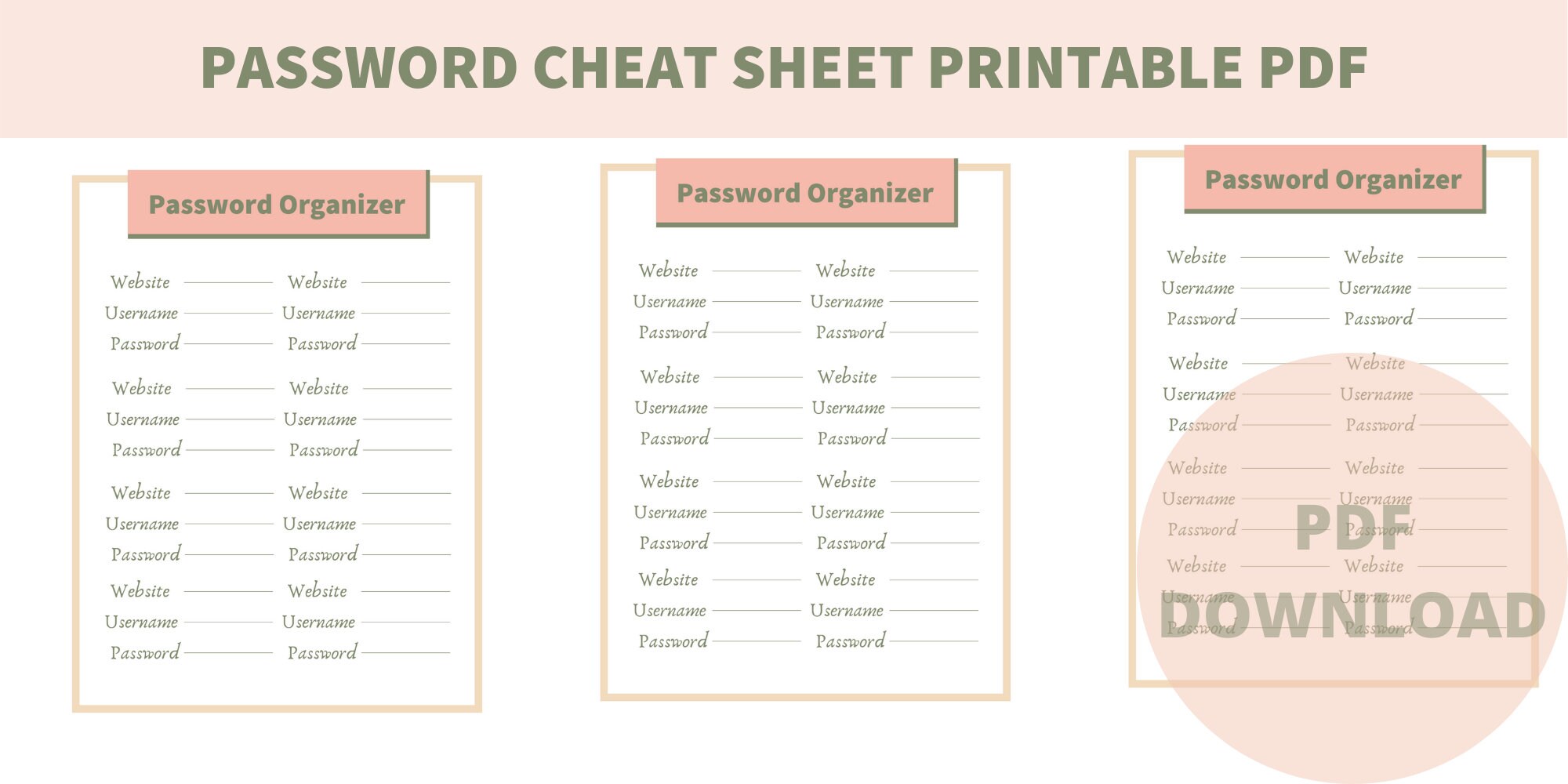 Password Cheat Sheet Printable Personal Password Tracker Etsy Hot Sex
