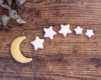 Moon and stars newborn felted props for photography