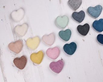 Set of 3 Needle Felted 6cm newborn wool heart photo prop, felted heart, wool photo prop