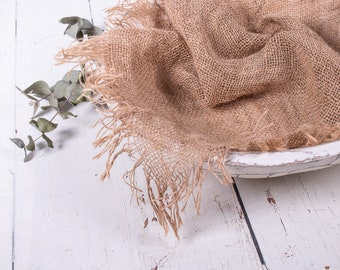 Natural Newborn Photography Burlap Blanket, Organic Newborn Props Basket Stuffer